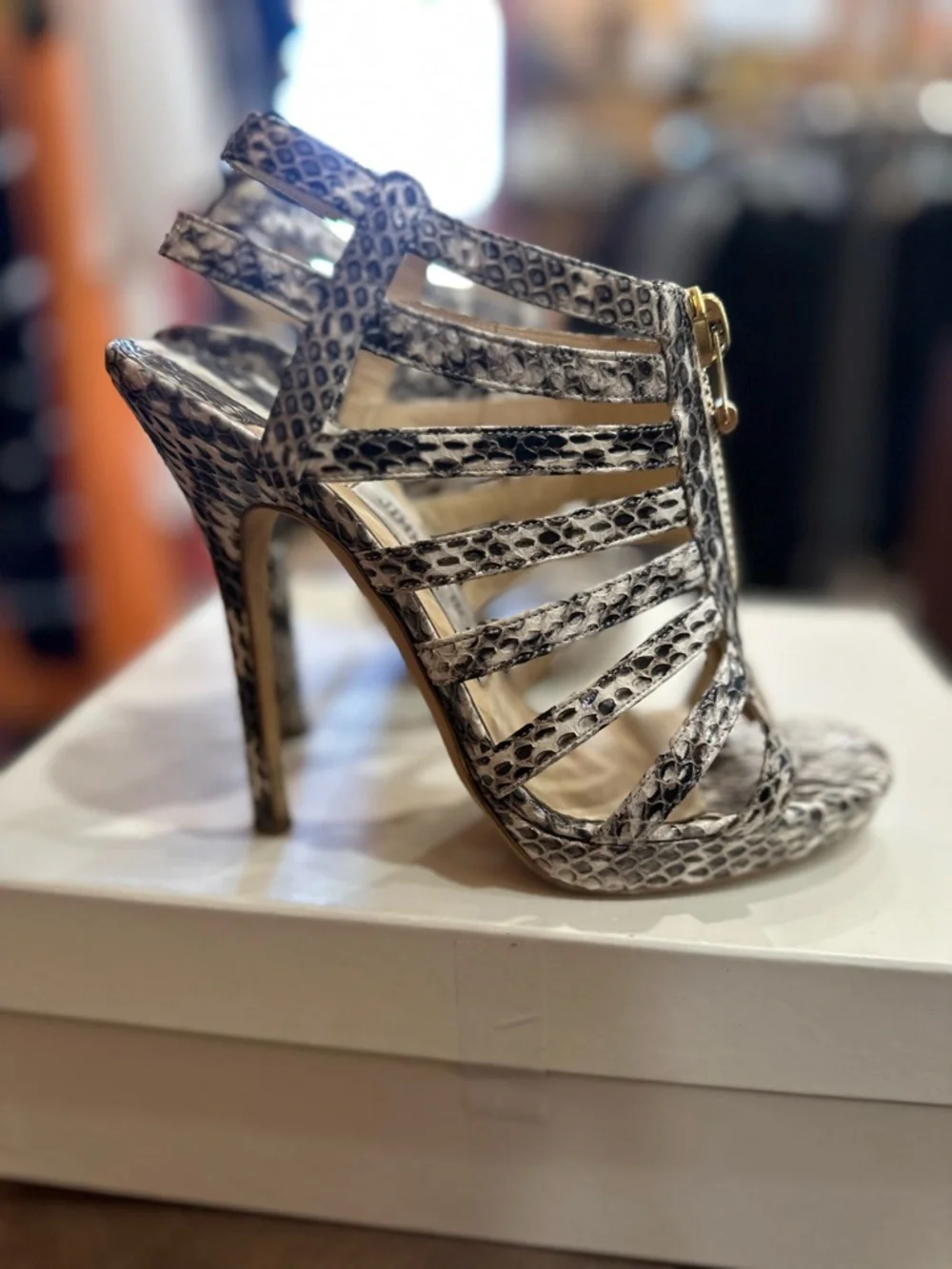 Jimmy Choo Snake-Print Strappy High Heel Sandals in size 36.5 - Picture 2 of 8